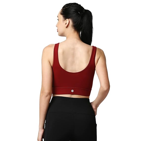 SOIE Women’s Medium Impact Longline Sports Bra – Cotton Spandex, Non-Padded & Non-Wired